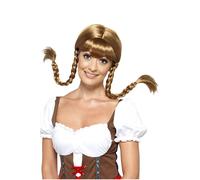Smiffys Bavarian Babe Wig, Plaited, Brown