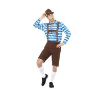 Smiffys Bavarian Beer Man Costume, Blue & Brown (Size L)
