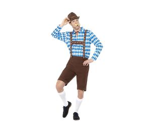 Smiffys Bavarian Beer Man Costume, Blue & Brown (Size XL)