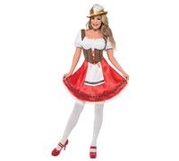 Smiffys Bavarian Wench Costume, White & Red (Size X1)