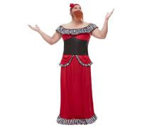 Smiffy's Costume Donna Barbuta – Abito, Corsetto, Fascia e Barba – Rossa Taglia L