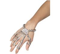 Adulti Halloween Giorno Dei Morti Argento Scheletro Osso Mano Bracciale Gioielli