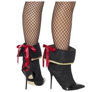 Donna Pirata Costume Corto Caviglia Copristivali Stivali Copri Nero da Smiffys