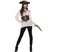 SMIFFYS Camicia da pirata Deluxe, da donna, Avorio, con allacciatura per stringere sui fianchi
