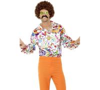 Smiffys 60s Groovy Shirt, Multi-Coloured (Size XL)