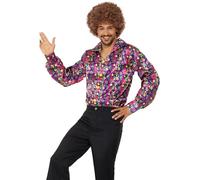Smiffys 60s Psychedelic CND Shirt, Multi-Coloured (Size M)