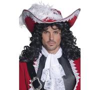 Smiffys Capello autentico da pirata, rosso con decorazioni in argento e piume