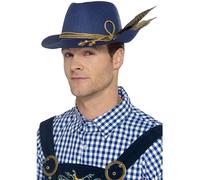 Smiffys Cappello autentico fiesta, Blu, con piuma Halloween, Carnevale