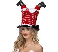 Smiffys Cappello Babbo Natale Bloccato nel camino, Rosso Halloween, Carnevale