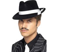 SMIFFYS Cappello da Al Capone, nero con fascia, plastica Halloween