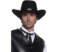 Autentico Western Pistolero Cappello da Uomo Adulto Smiffys Costume Nero
