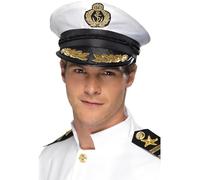 Costume Bianco Adulto Yacht Barca Captain Hat Navy Cappello Marinaio Cervo