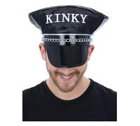 Smiffys Cappello da capitano crespo, nero con catena argentata e slogan crespo, accessorio per travestimento da adulto, per feste di addio al celibato, addio al nubilato, serate in discoteca, festival
