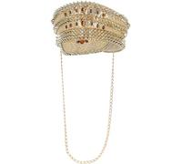 Smiffys Cappello da capitano Fever deluxe borchiato con paillettes, dorato, con catena Halloween