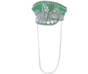 Smiffys Cappello da capitano Fever deluxe borchiato con paillettes, verde, con catena