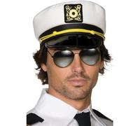 Smiffys Cappello da capitano, stoffa con parte superiore in PVC Halloween, Carnevale