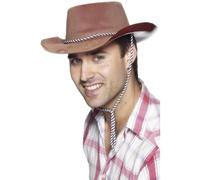 SMIFFYS Cappello da cowboy, marrone, rialzato, batuffolo Halloween, Carnevale