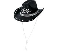 Smiffys Cappello da cowgirl con strass nero, Gioielli argentati