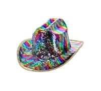 Smiffys Cappello da cowgirl Fever deluxe con paillettes, arcobaleno