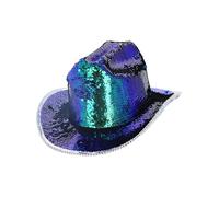 Smiffys Cappello da cowgirl Fever deluxe con paillettes, verde iridescente Halloween