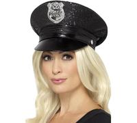 Smiffy's - Cappello da donna con paillettes, colore nero
