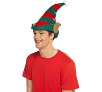 Elfo Cappello Con Orecchie Rosso e Verde Santa's Helper Costume Natale Accessori