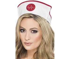 Smiffys Cappello da infermiera, migliore qualità, bianco tessuto con elastico