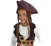 Smiffys Cappello da pirata, marrone, con dreadlocks