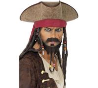 Cappello da Pirata Costume Similpelle & Rasta & Perline Jack Da Smiffys