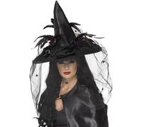 Streghe Cappello Donna Deluxe Halloween Strega Cappello Costume Accessorio