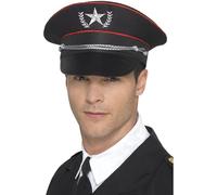 Smiffys Cappello militare deluxe nero con bordo interno elastico, per travestimento da terra, mare e aeronautica, per adulti