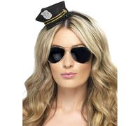 Smiffys Cappello Poliziotta Nera Su Fascia Con Headband Costume