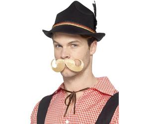 SMIFFYS Cappello Trenker tedesco deluxe, Nero, con piume e bordo interno elastico Halloween