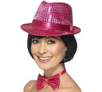 SMIFFYS Cappello Trilby con paillettes, rosa Halloween, Carnevale