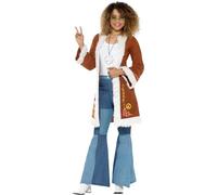 SMIFFYS Cappotto afgano retro, Marrone, con orlo in pelliccia Halloween, Carnevale