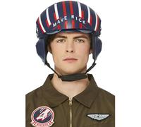 Smiffys Casco Top Gun Maverick deluxe, blu navy, casco con visiera regolabile e sottogola Halloween