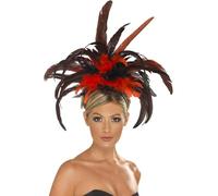 1920's Burlesque Maschietta Piuma Fascia Nero Rosso Donna Costume da Donna