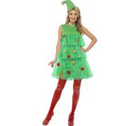 Smiffy's Costume Albero di Natale Verde con abito e cappello Taglia M