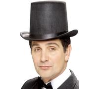 SMIFFYS Cilindro più rialzato, nero feltro con fascia nera Halloween