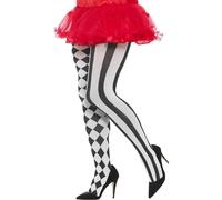 Harlequin Collant Taglie Forti Bianco & Nero DONNA Costume Accessorio