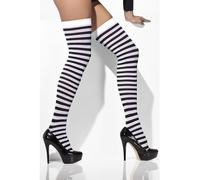 Donna Calze Nero e Bianco Accessorio Costume di Halloween Autoreggenti Strega