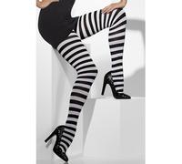 Donna Nero e Bianco Halloween Zombie Horror a Righe Uno di Taglia Opaco Collant