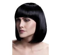 Smiffys Collezione Fever Parrucca Elise,nero, taglio liscio a caschetto con frangetta, 33cm / 13in Halloween