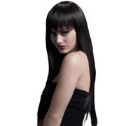 Smiffys Collezione Fever Parrucca Jessica, marrone, lunga, liscia con frangetta, 66cm / 26in Halloween