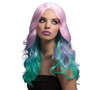 Smiffys Collezione Fever Parrucca Khloe, Pastel Ombre, mossi lunghi con riga nel mezzo, 56cm/22in Halloween