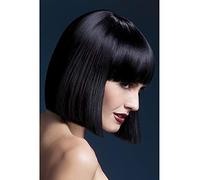 SMIFFYS Collezione Fever Parrucca Lola, nero, Taglio a caschetto corto con frangetta, 30cm / 12in