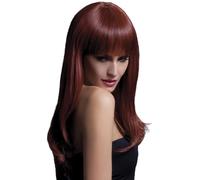 Smiffys Collezione Fever Parrucca Sienna, ramato oscuro, lunga sfilzata con frangetta, 66cm / 26in Halloween