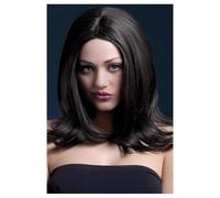 Smiffys Collezione Fever Parrucca Sophia, marrone, lunga a strati con riga nel mezzo, 43cm / 17in Halloween