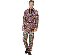 Smiffys Completo effetto neon, Multicolore, con giacca, pantaloni e cravatta Halloween