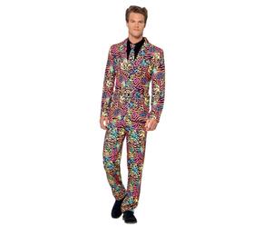 Smiffys Completo effetto neon, Multicolore, con giacca, pantaloni e cravatta Halloween, Carnevale